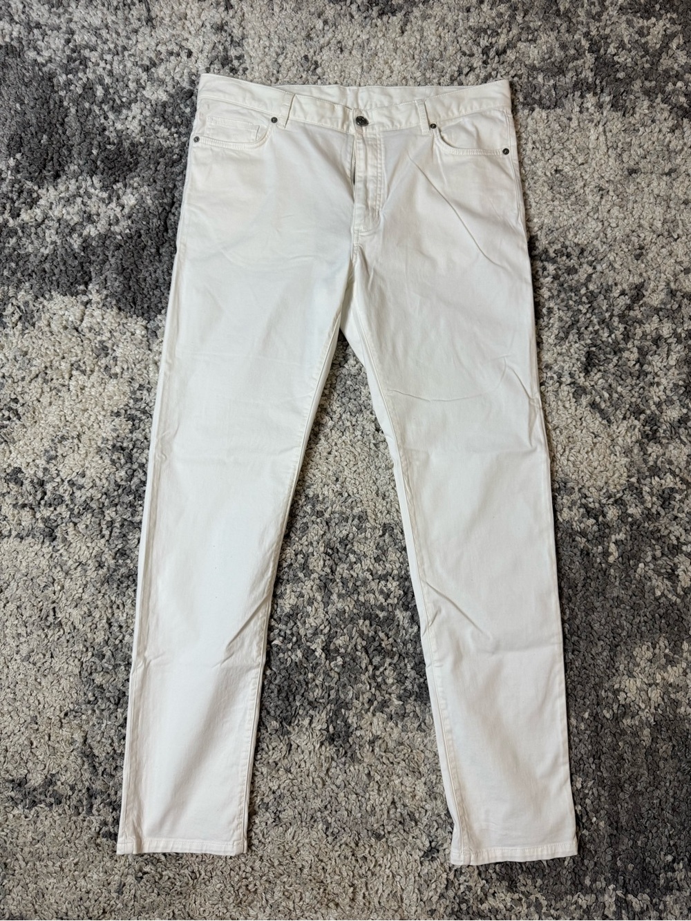 Zegna, Mens Slim Fit Flat Front Chino Trousers Pants in White, US Size: 38 - Picture 7 of 8